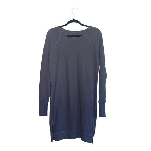 Athleta Dark Gray Side Zip Knee-length Sweatshirt Dress Small Women’s - Picture 1 of 12